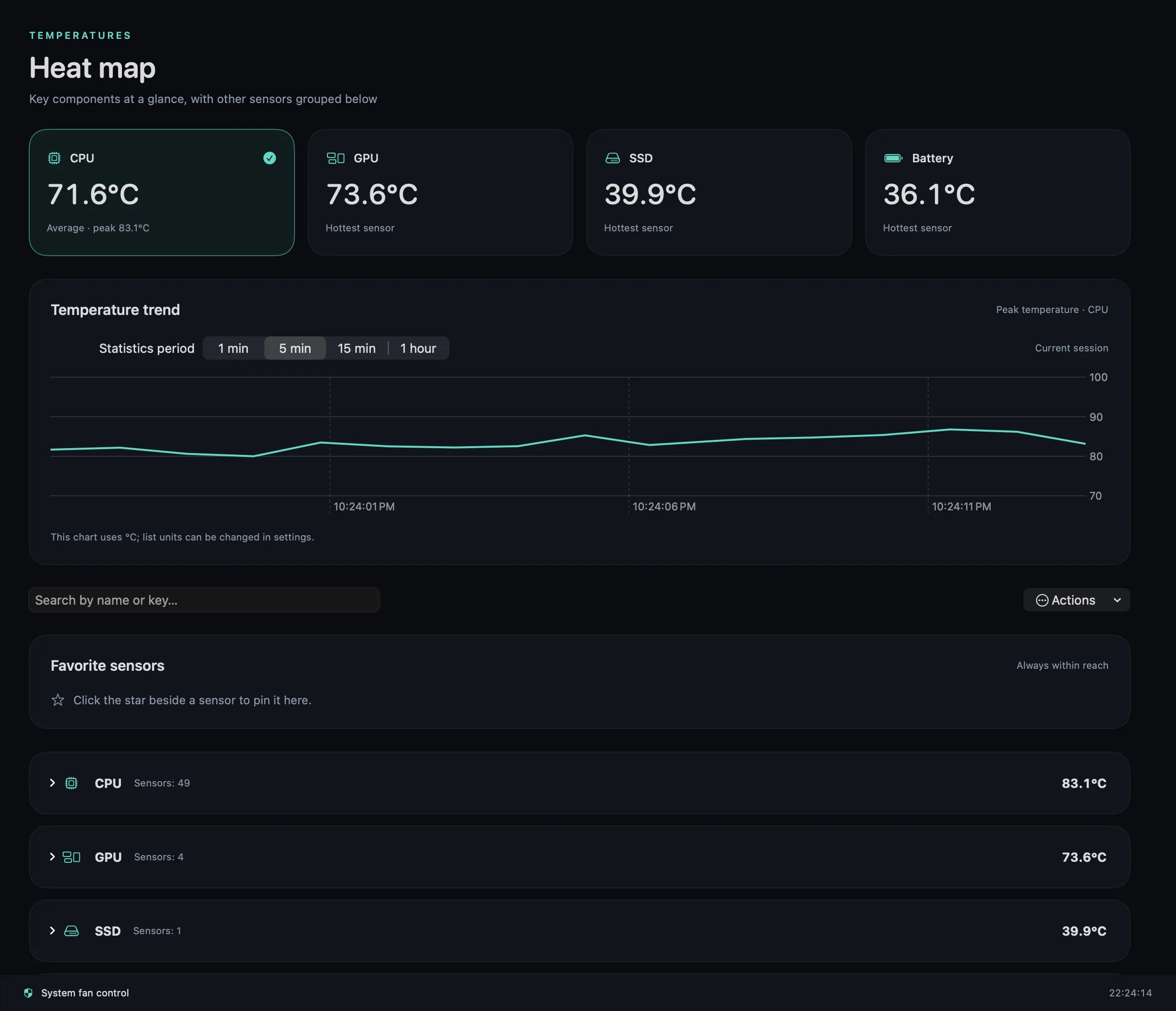 Clarirove temperature sensors and measurement history on a Mac